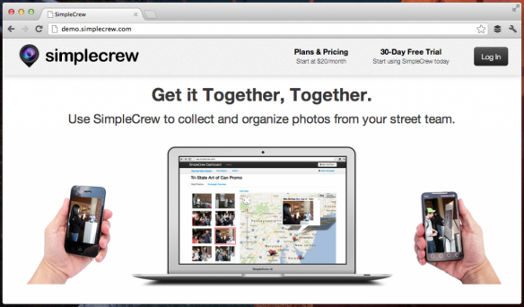 A screenshot of SimpleCrew website