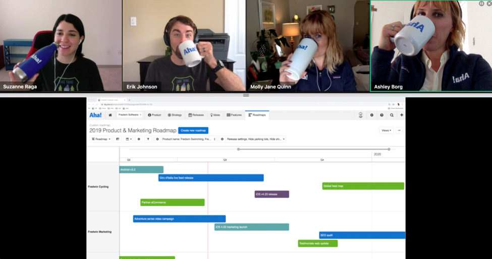 A screenshot of the online team meeting