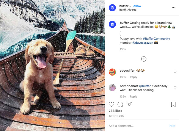 A screenshot of Instagram post about Buffer