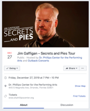 A screenshot of Jim Gaffigan's event in Facebook