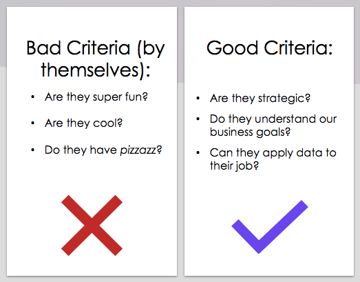 bad criteria vs good criteria