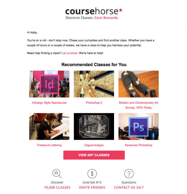 A screenshot of Coursehorse