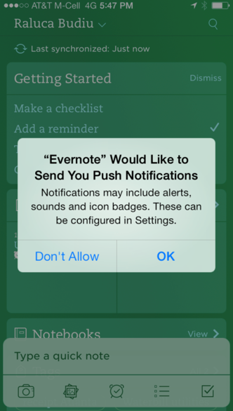 A sample of IOS push notification